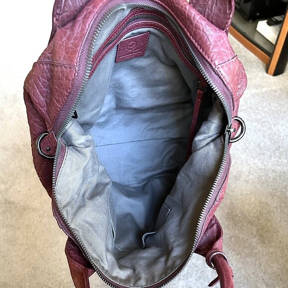 ALEXANDER MCQUEEN Leather Convertible Satchel Bag Burgundy - Picture 8 of 15